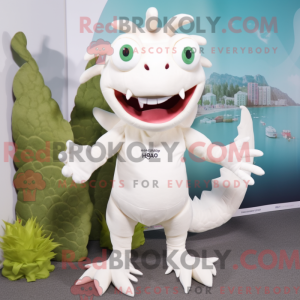 Hvid Hydra maskot kostume...