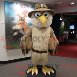 Beige Eagle maskot kostume...