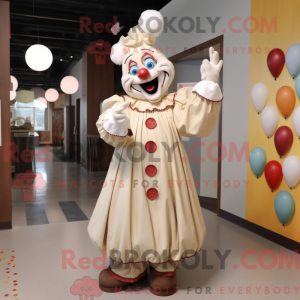 Beige clown mascottekostuum...