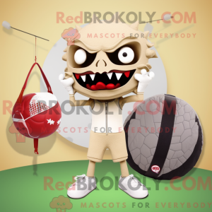 Beige Dæmon maskot kostume...