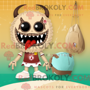 Beige Dæmon maskot kostume...