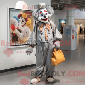 Grå klovne maskot kostume...