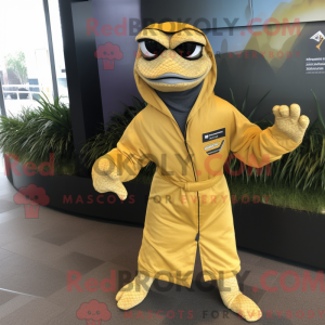 Guld Python maskot kostume...