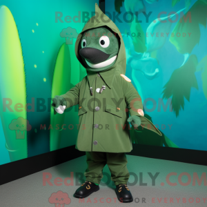 Grøn sværdfisk maskot...