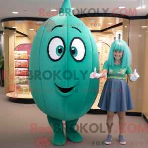 Teal Green Bean mascot...