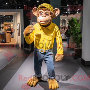 Gul sjimpanse maskot drakt...