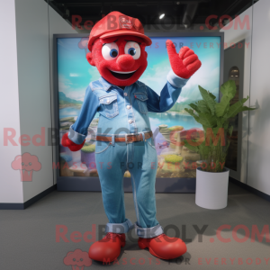 Red Mermaid mascot costume...