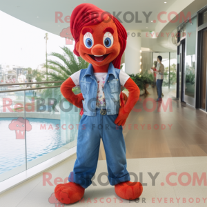 Red Mermaid mascot costume...