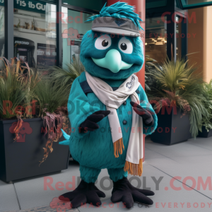 Teal Crow mascot costume...