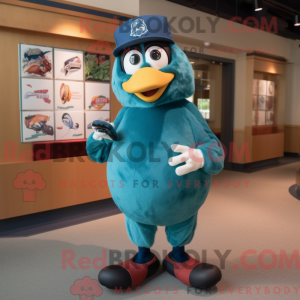 Teal Crow mascot costume...