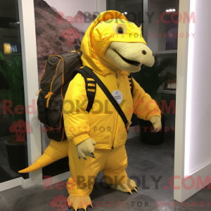 Yellow Ankylosaurus mascot...