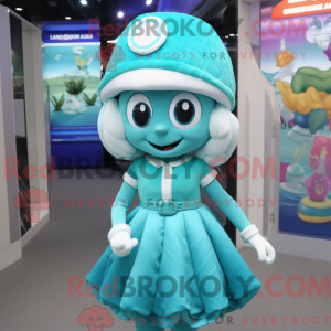 Cyan Oyster maskot kostume...