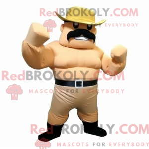 Tan Strongman mascot...