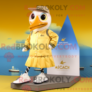 Gold Seagull mascot costume...