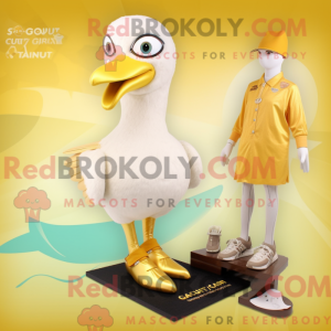 Gold Seagull maskot kostyme...