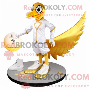 Gold Seagull maskot kostume...