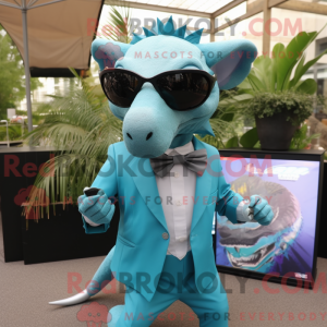 Cyan Armadillo Maskottchen...