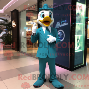 Teal Geese mascot costume...