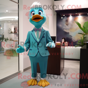 Teal Geese mascot costume...