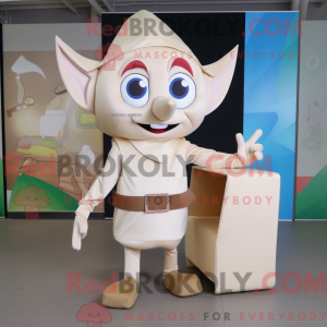 Beige Elf maskot kostume...