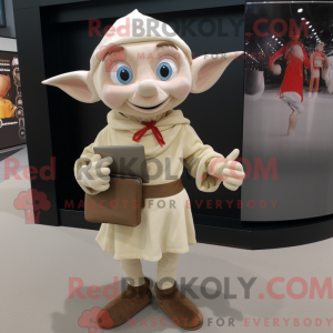Beige alvemaskotdraktfigur...