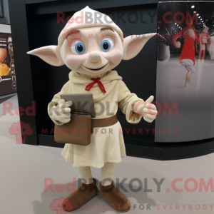 Beige Elf mascot costume...