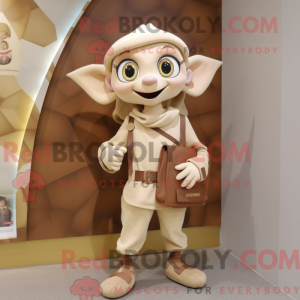 Beige Elf-mascottekostuum...