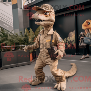 Beige Velociraptor maskot...