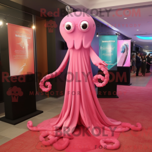 Pink Squid mascot costume...