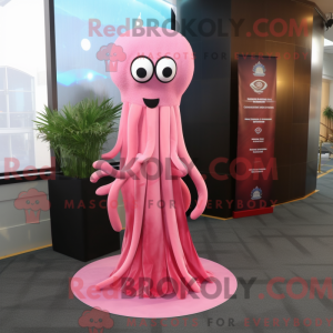 Pink Squid mascot costume...
