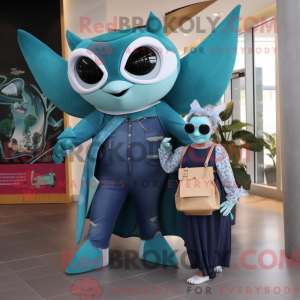 Teal Manta Ray Maskottchen...