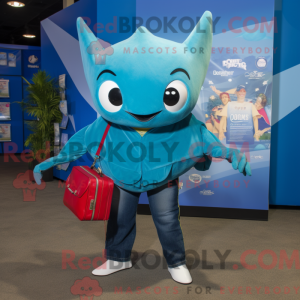 Teal Manta Ray Maskottchen...
