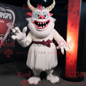 Hvit Demon Maskot Drakt...