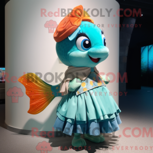 Teal Goldfish mascot...