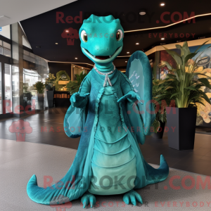 Teal Hydra mascot costume...