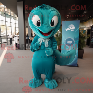 Teal Hydra mascot costume...