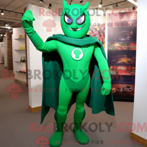 Green Superhero mascot...