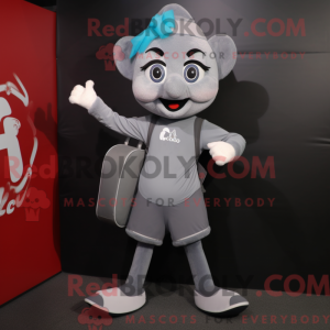 Gray Acrobat mascot costume...