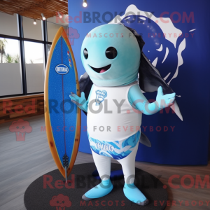 Sky Blue Narwhal mascot...