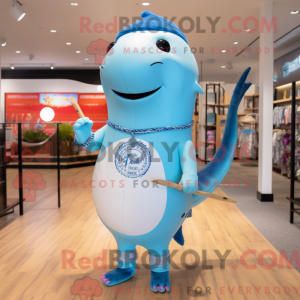 Sky Blue Narwhal mascot...