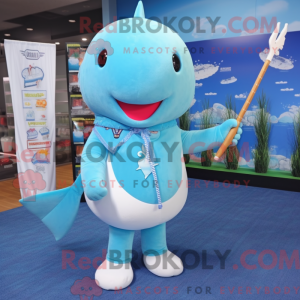 Sky Blue Narwhal mascot...