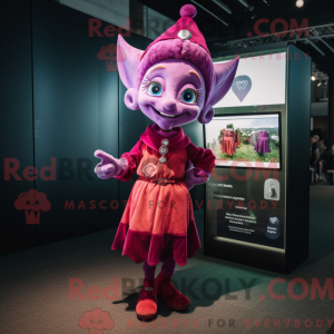 Magenta Elf mascot costume...