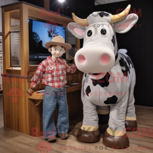 Silver Cow mascot costume...