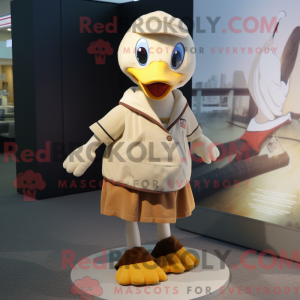Beige Goose mascot costume...