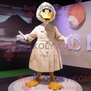 Beige Goose mascot costume...