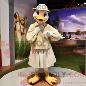 Beige Goose mascot costume...