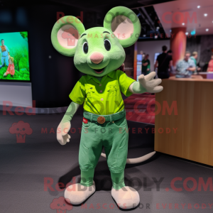 Lime grønn mus maskot...