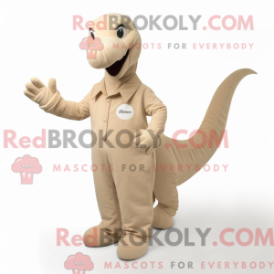 Beige Diplodocus maskot...