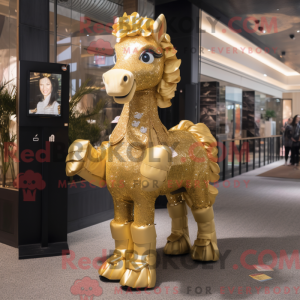 Gold Horse mascot costume...