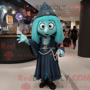 Teal Witch mascot costume...